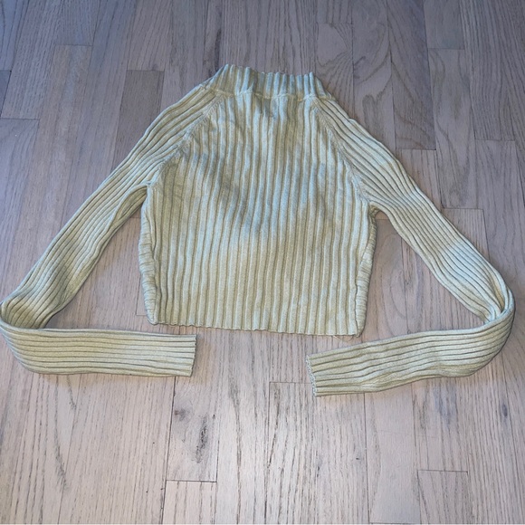 Princess Polly Twist Front Crop Cut Out Sweater Ribbed Sage Green xs/s - Picture 2 of 4